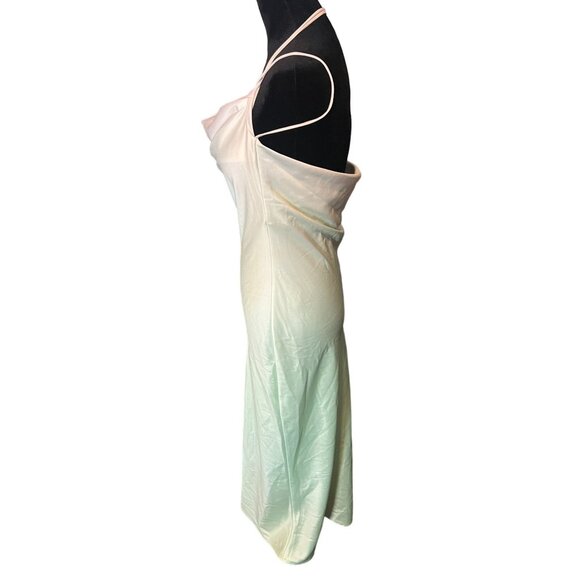 Rare Michael Costello X Revolve XXS Porter Dress Mint Ombre Cowl Neck Maxi Dress - Picture 8 of 12